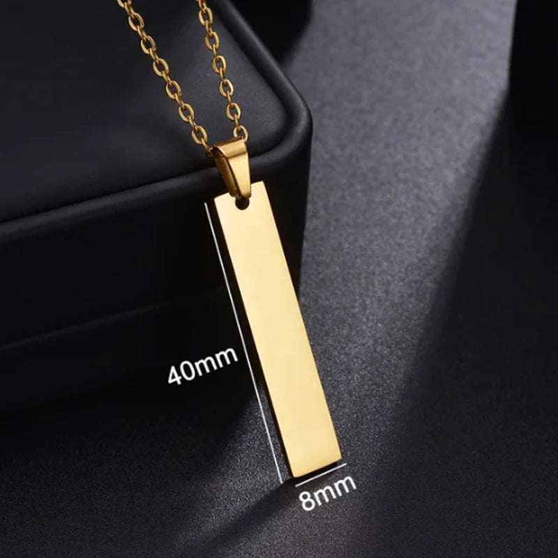 Letdiffery colares personalizados com olhos gravados, para mulheres e homens, aço inoxidável, esculpido a laser, nomes de fotos, pingente quadrado, joias, presentes