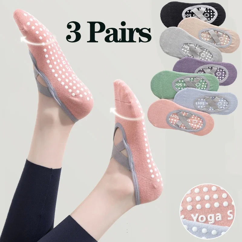 1/ 3 par profissional feminino yoga meia silicone antiderrapante ballet pilates meias femininas sem costas respirável bandagem yoga esporte meias